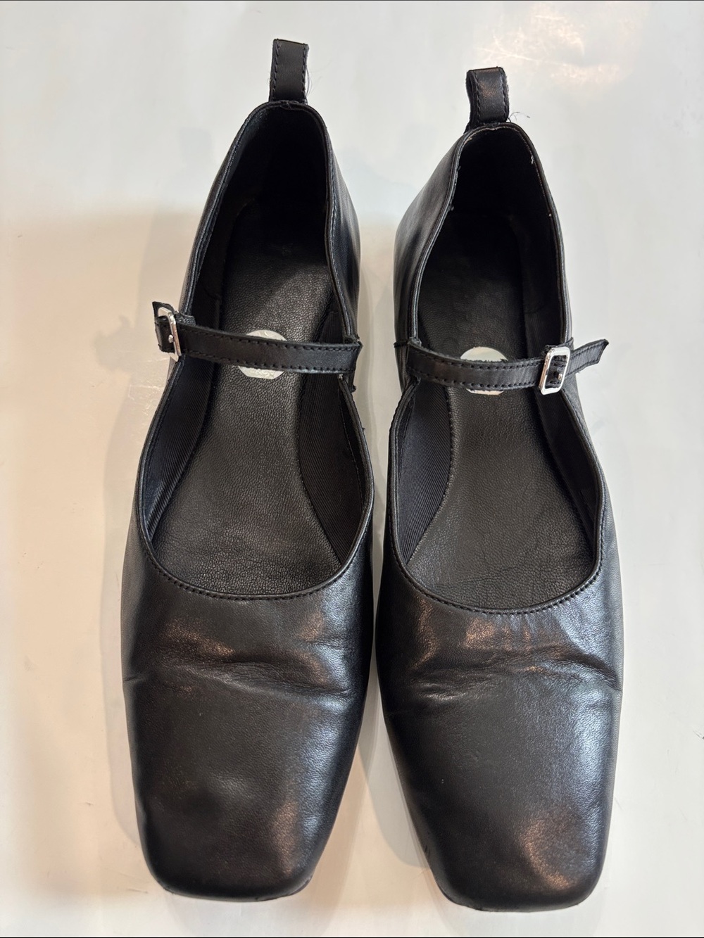 Vagabond Delia Black Leather Mary Jane Ballet Flats EU 38 Square Toe - Picture 12 of 16